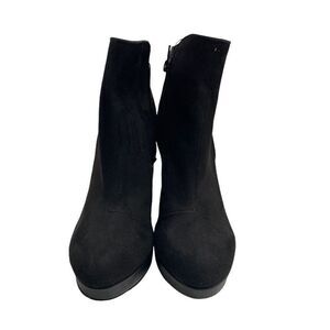 H&M Women's Faux Suede‎ Leather Ankle Wedge Heel Zip Boots Black Size 8